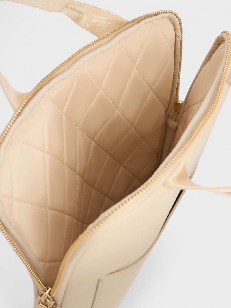 Geanta De Umar Charles & Keith Gaia Laptop Bej | 493XAEVFW