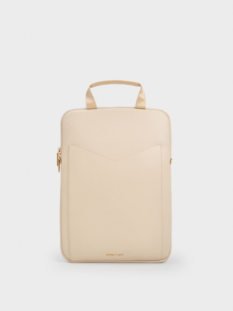 Geanta De Umar Charles & Keith Gaia Laptop Bej | 493XAEVFW