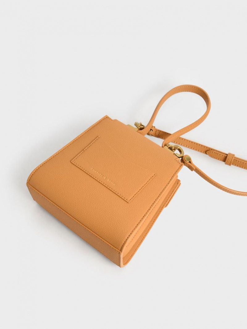 Geanta De Umar Charles & Keith Geometric Top Handle Chain-Link Maro | 034EUAHVO