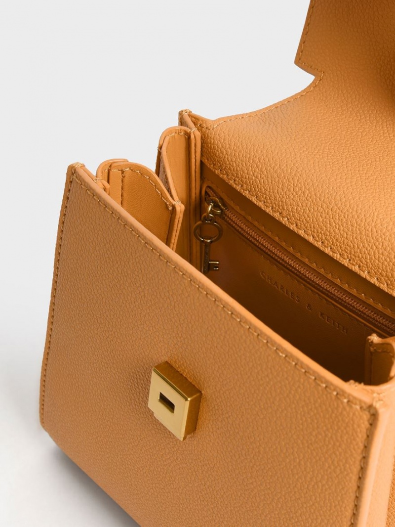 Geanta De Umar Charles & Keith Geometric Top Handle Chain-Link Maro | 034EUAHVO