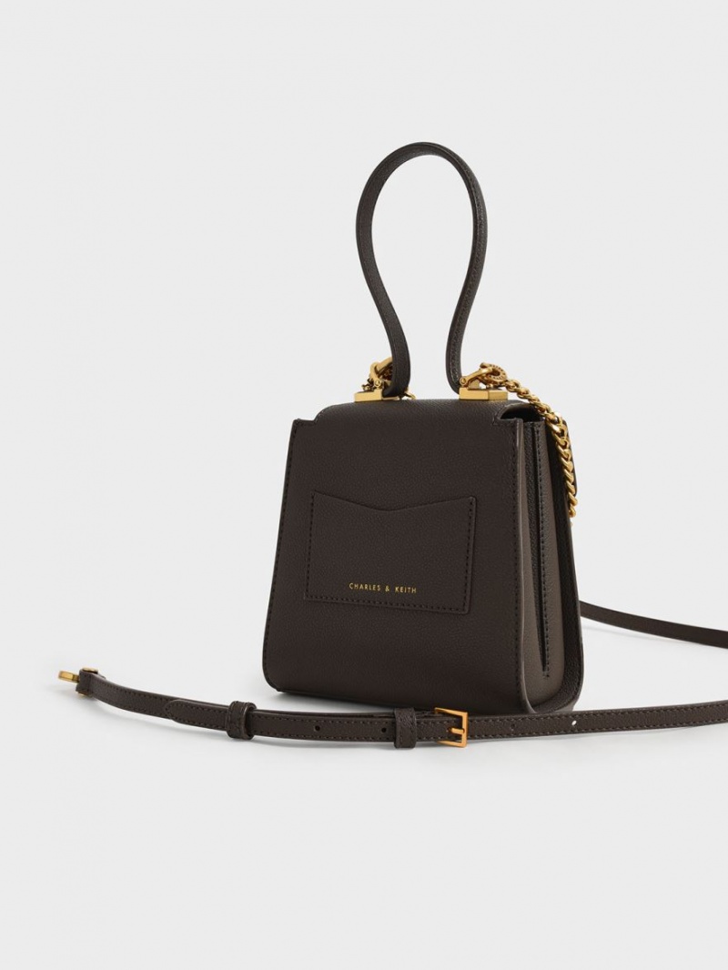 Geanta De Umar Charles & Keith Geometric Top Handle Chain-Link Negrii | 982IMUEDT