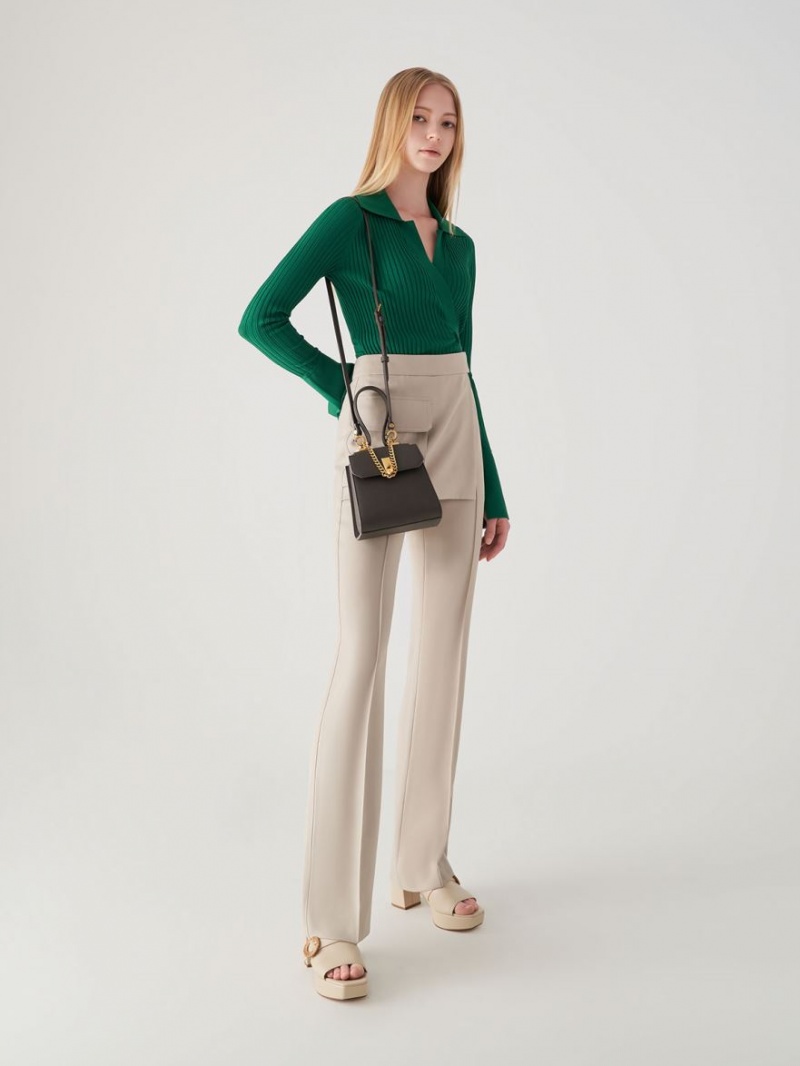 Geanta De Umar Charles & Keith Geometric Top Handle Chain-Link Negrii | 982IMUEDT