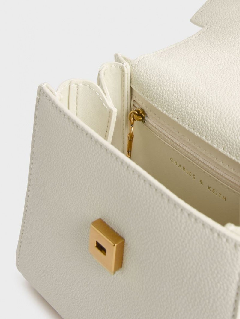 Geanta De Umar Charles & Keith Geometric Top Handle Chain-Link Albi | 127UXFILP
