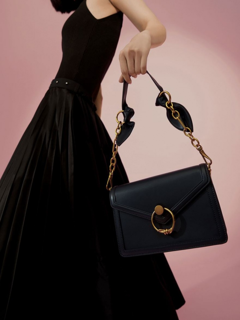 Geanta De Umar Charles & Keith Joelle Ring Push-Lock Envelope Bleumarin | 413UPMNYR