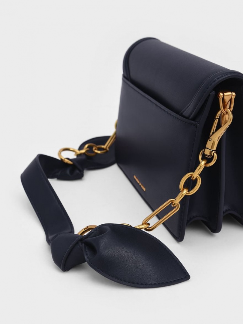 Geanta De Umar Charles & Keith Joelle Ring Push-Lock Envelope Bleumarin | 413UPMNYR