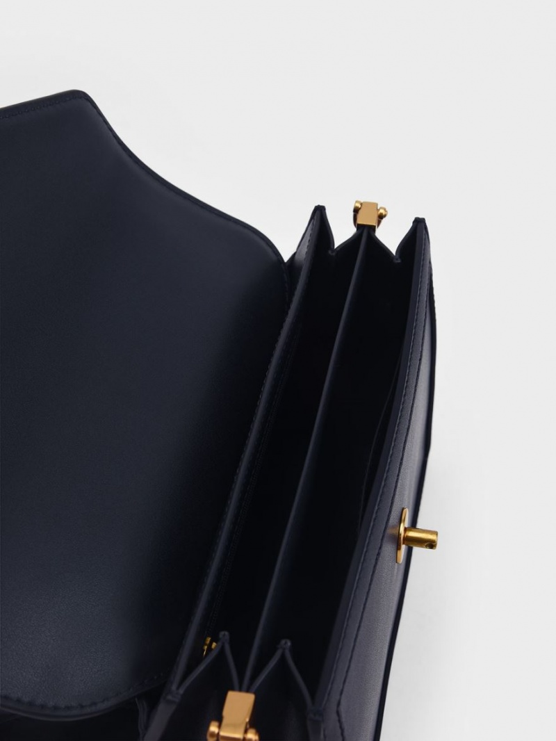 Geanta De Umar Charles & Keith Joelle Ring Push-Lock Envelope Bleumarin | 413UPMNYR