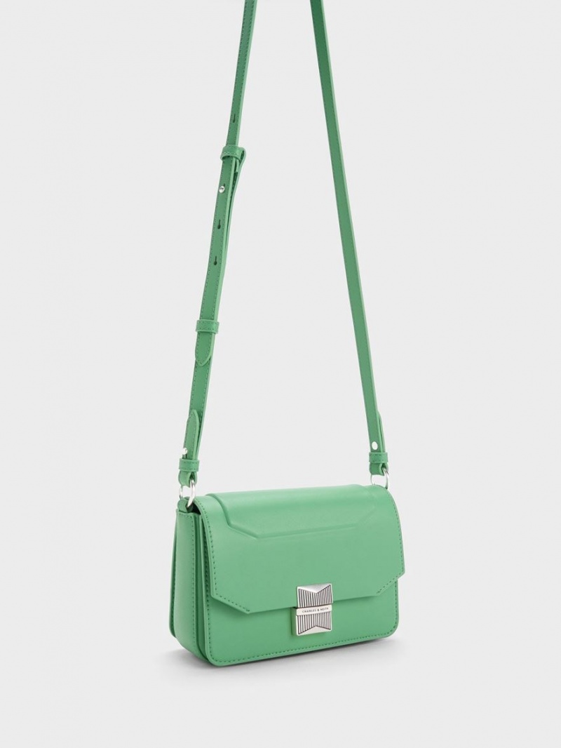 Geanta De Umar Charles & Keith Kalinda Metallic Accent Boxy Verzi | 503YWBZGA