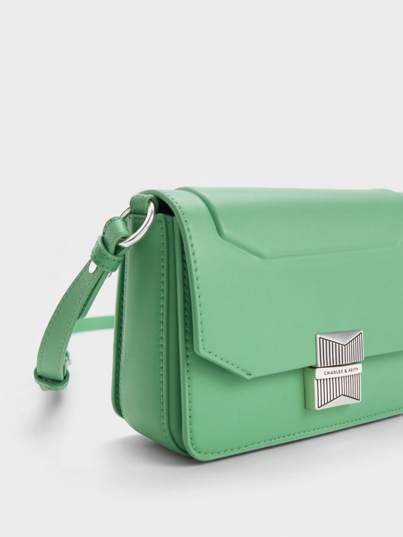 Geanta De Umar Charles & Keith Kalinda Metallic Accent Boxy Verzi | 503YWBZGA