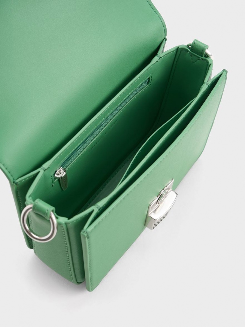 Geanta De Umar Charles & Keith Kalinda Metallic Accent Boxy Verzi | 503YWBZGA