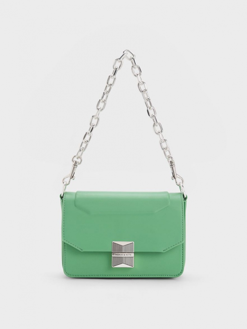 Geanta De Umar Charles & Keith Kalinda Metallic Accent Boxy Verzi | 503YWBZGA