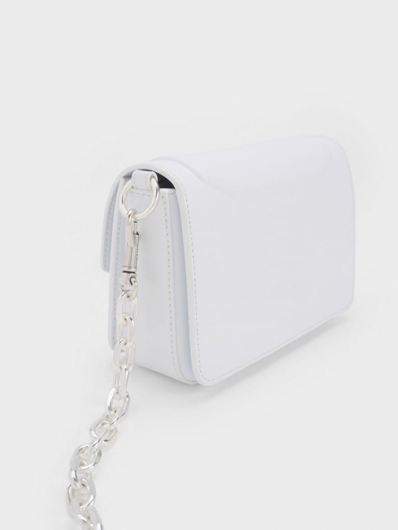 Geanta De Umar Charles & Keith Kalinda Metallic Accent Boxy Albi | 249TRBHAW