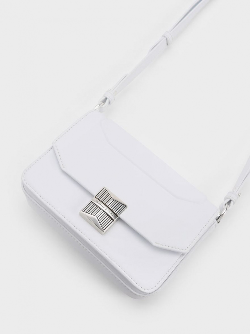 Geanta De Umar Charles & Keith Kalinda Metallic Accent Boxy Albi | 249TRBHAW