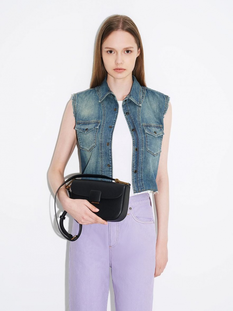 Geanta De Umar Charles & Keith Koa Square Push-Lock Negrii | 075LPGXRO