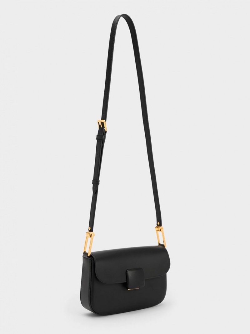 Geanta De Umar Charles & Keith Koa Square Push-Lock Negrii | 075LPGXRO