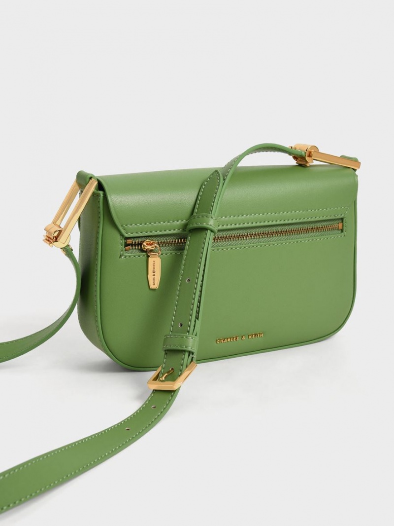 Geanta De Umar Charles & Keith Koa Square Push-Lock Verzi | 562HWCJTR