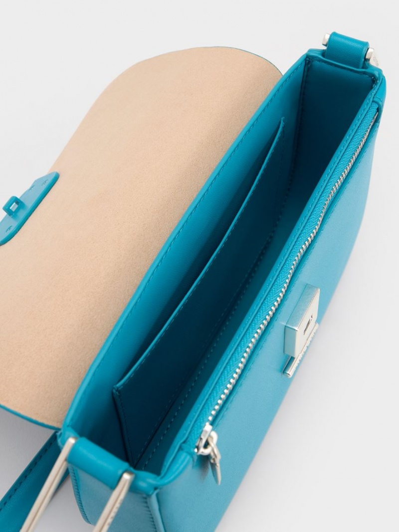 Geanta De Umar Charles & Keith Koa Square Push-Lock Albastri | 269LUPTSC