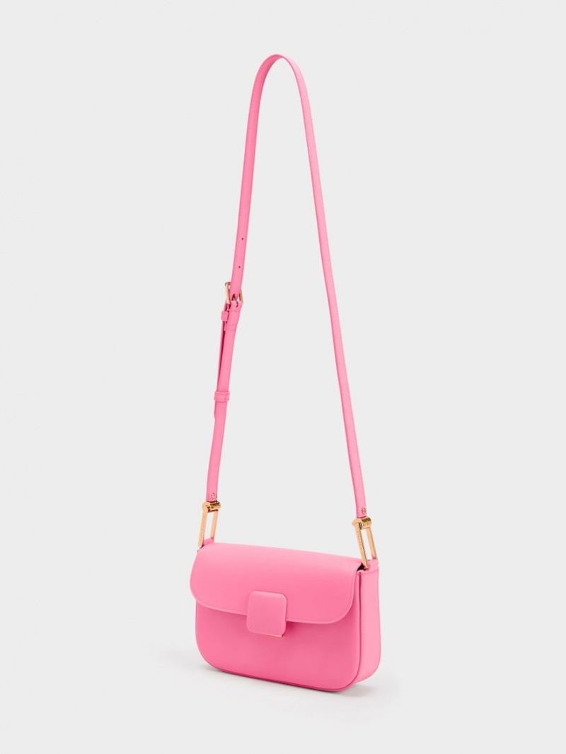 Geanta De Umar Charles & Keith Koa Square Push-Lock Roz | 631MOQILT
