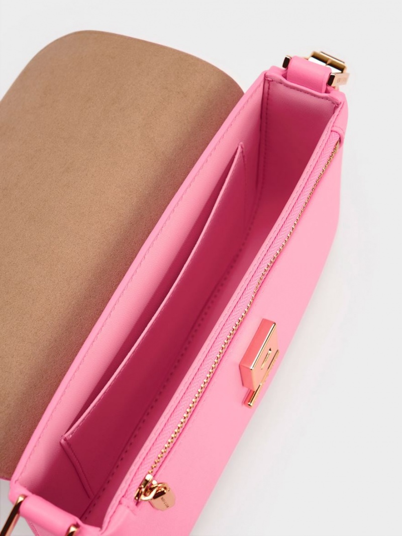 Geanta De Umar Charles & Keith Koa Square Push-Lock Roz | 631MOQILT