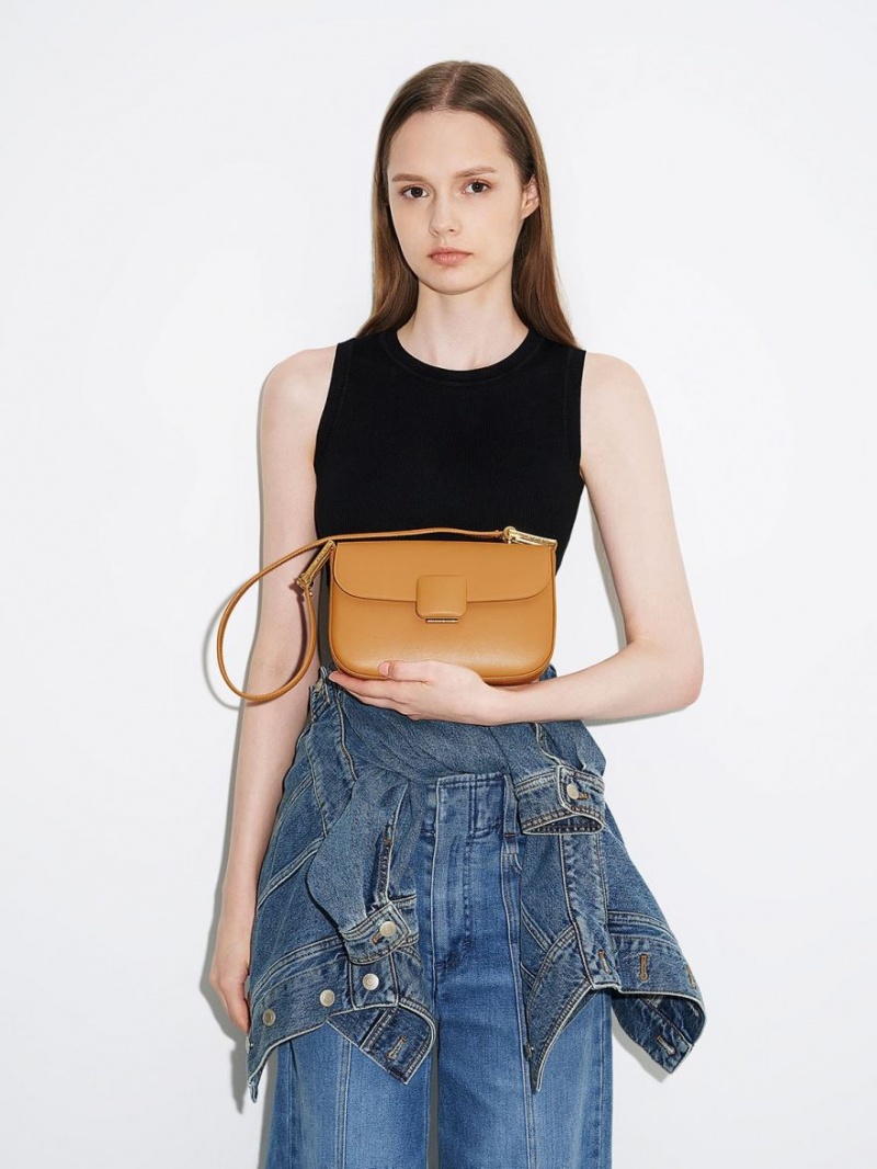 Geanta De Umar Charles & Keith Koa Square Push-Lock Portocalii | 165FDAHBS