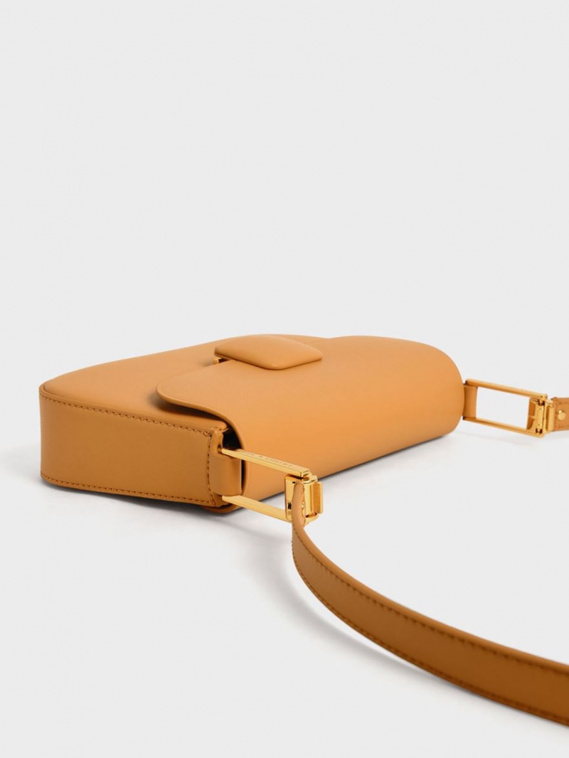 Geanta De Umar Charles & Keith Koa Square Push-Lock Portocalii | 165FDAHBS