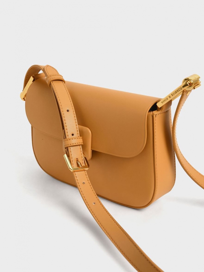 Geanta De Umar Charles & Keith Koa Square Push-Lock Portocalii | 165FDAHBS