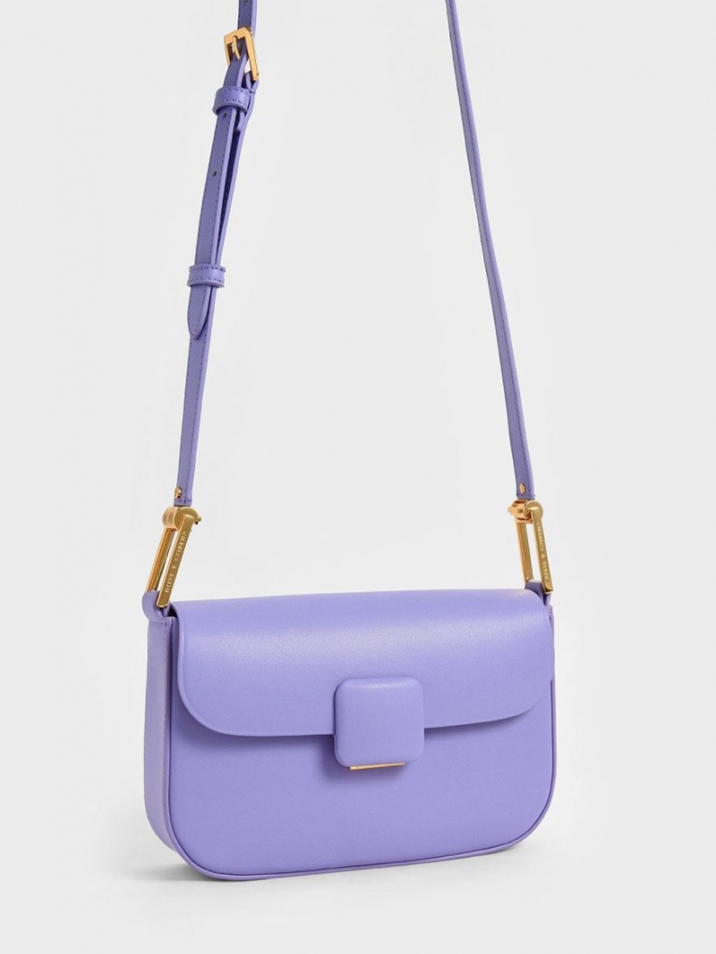 Geanta De Umar Charles & Keith Koa Square Push-Lock Violet | 462WXEIPM