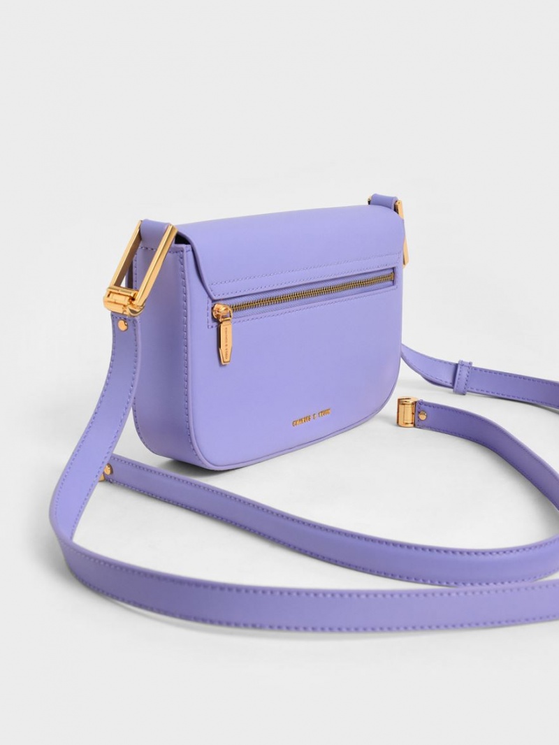 Geanta De Umar Charles & Keith Koa Square Push-Lock Violet | 462WXEIPM