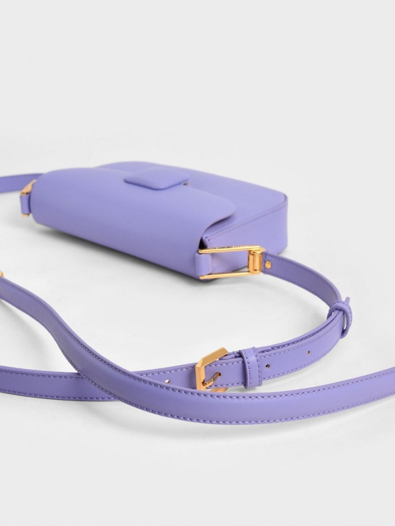 Geanta De Umar Charles & Keith Koa Square Push-Lock Violet | 462WXEIPM