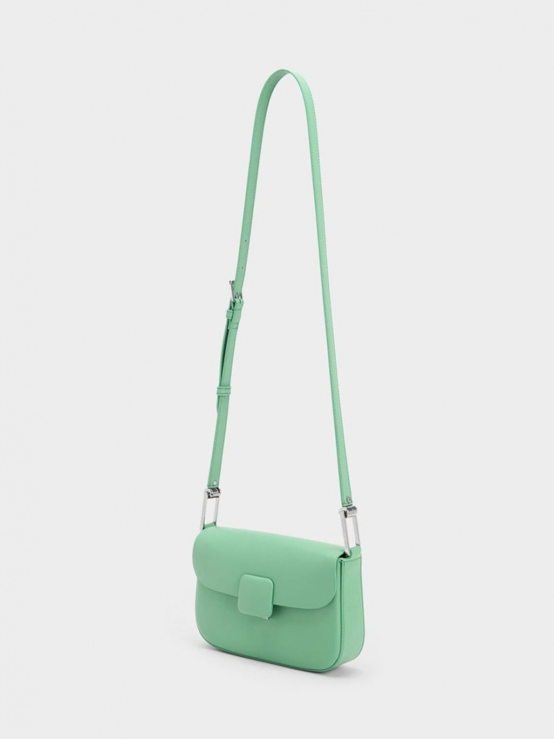 Geanta De Umar Charles & Keith Koa Square Push-Lock Verzi | 708RNAOLQ
