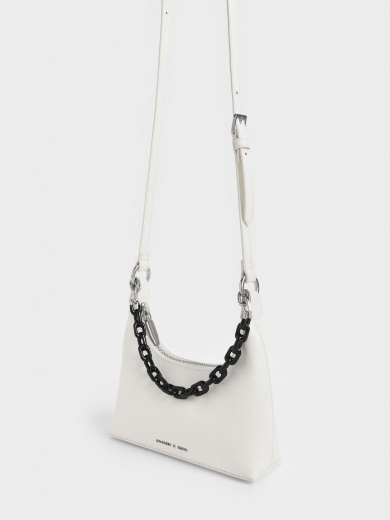 Geanta De Umar Charles & Keith Koi Chain Handle Albi | 569HFUWZV