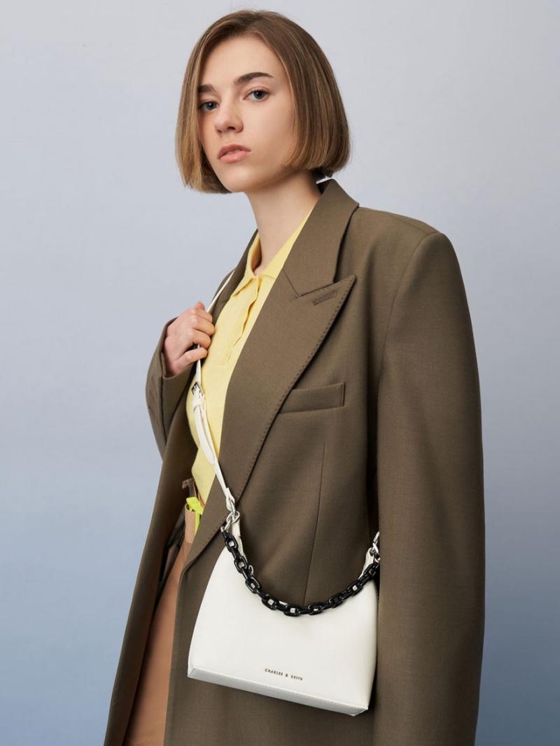 Geanta De Umar Charles & Keith Koi Chain Handle Albi | 569HFUWZV