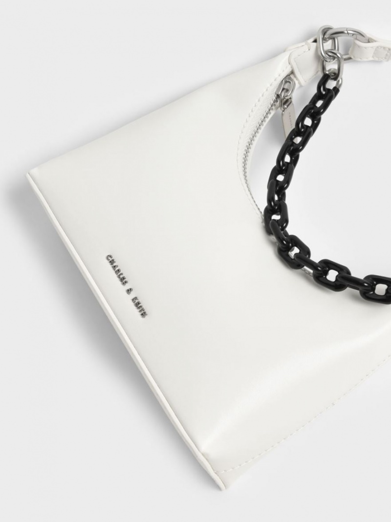 Geanta De Umar Charles & Keith Koi Chain Handle Albi | 569HFUWZV