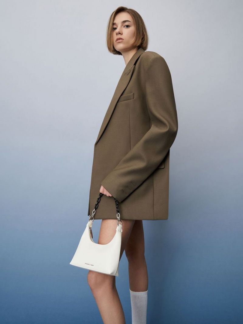 Geanta De Umar Charles & Keith Koi Chain Handle Albi | 569HFUWZV