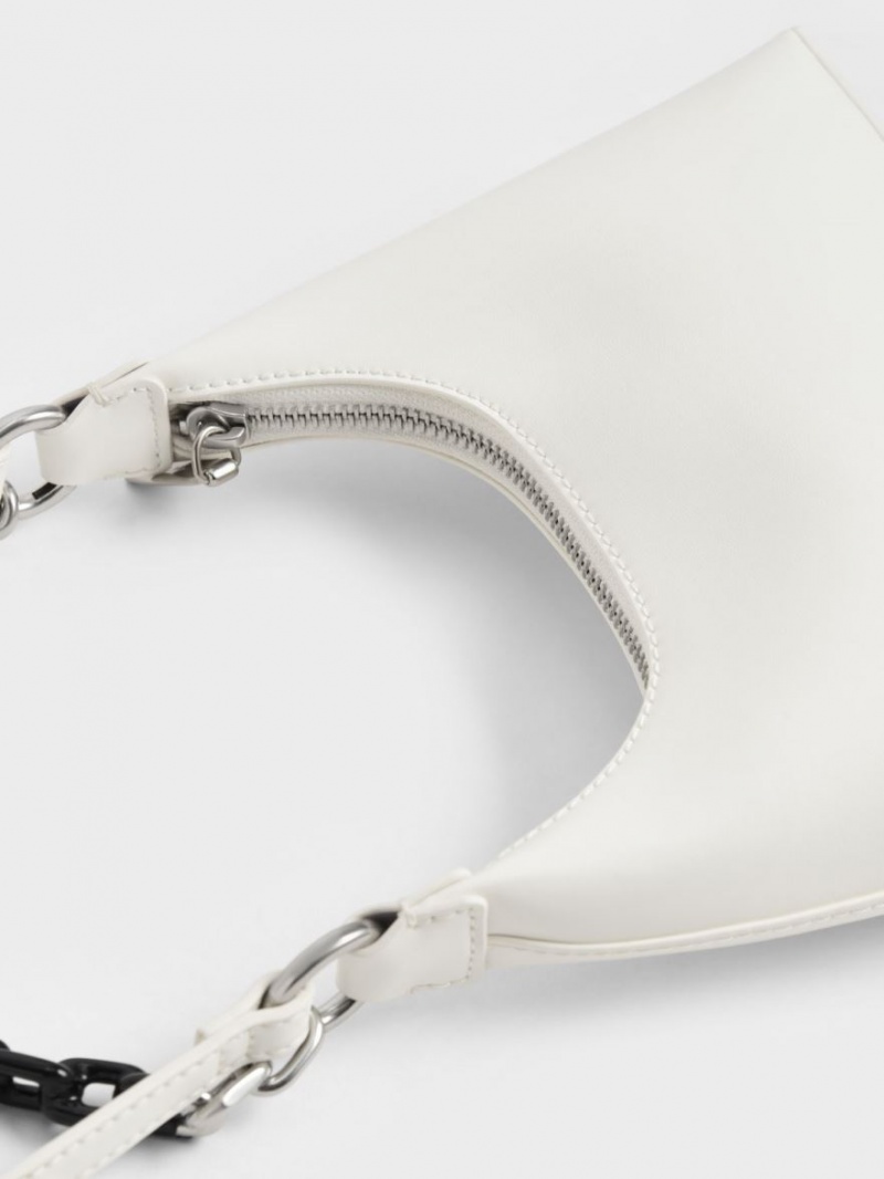 Geanta De Umar Charles & Keith Koi Chain Handle Albi | 569HFUWZV