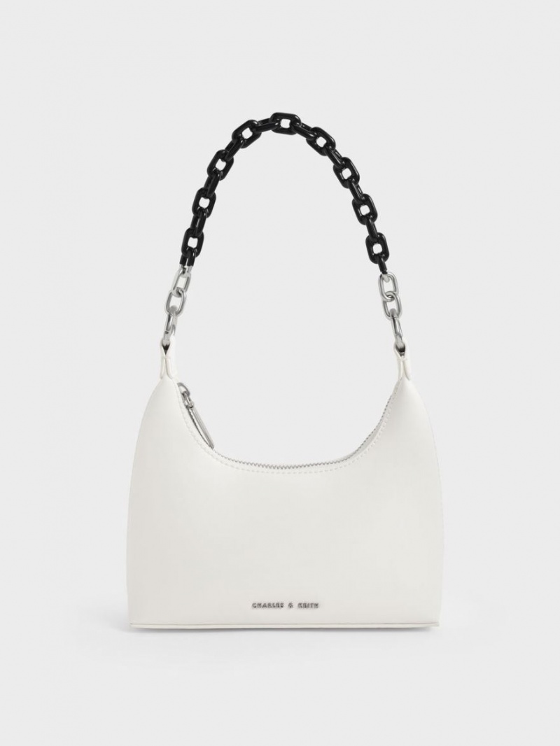 Geanta De Umar Charles & Keith Koi Chain Handle Albi | 569HFUWZV
