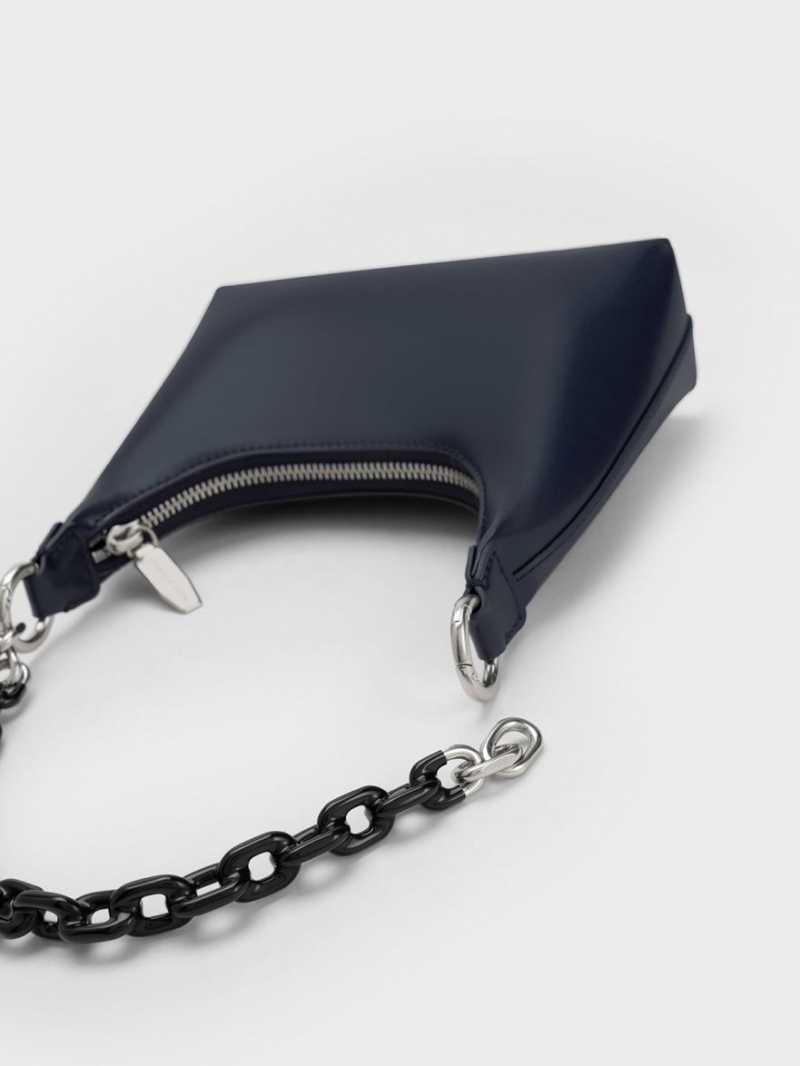 Geanta De Umar Charles & Keith Koi Chain Handle Bleumarin | 306KERANH