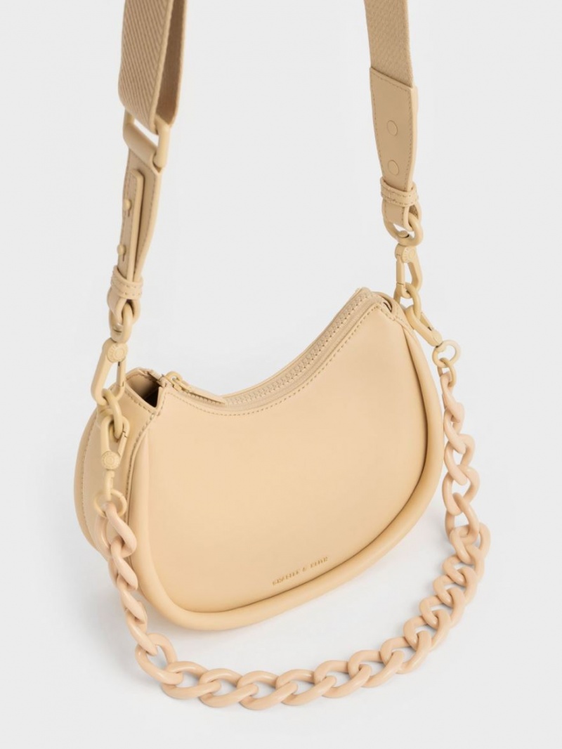 Geanta De Umar Charles & Keith Lana Curved Bej | 832FOVBEI