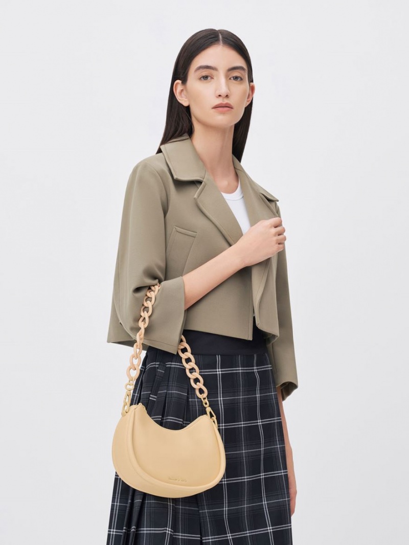 Geanta De Umar Charles & Keith Lana Curved Bej | 832FOVBEI