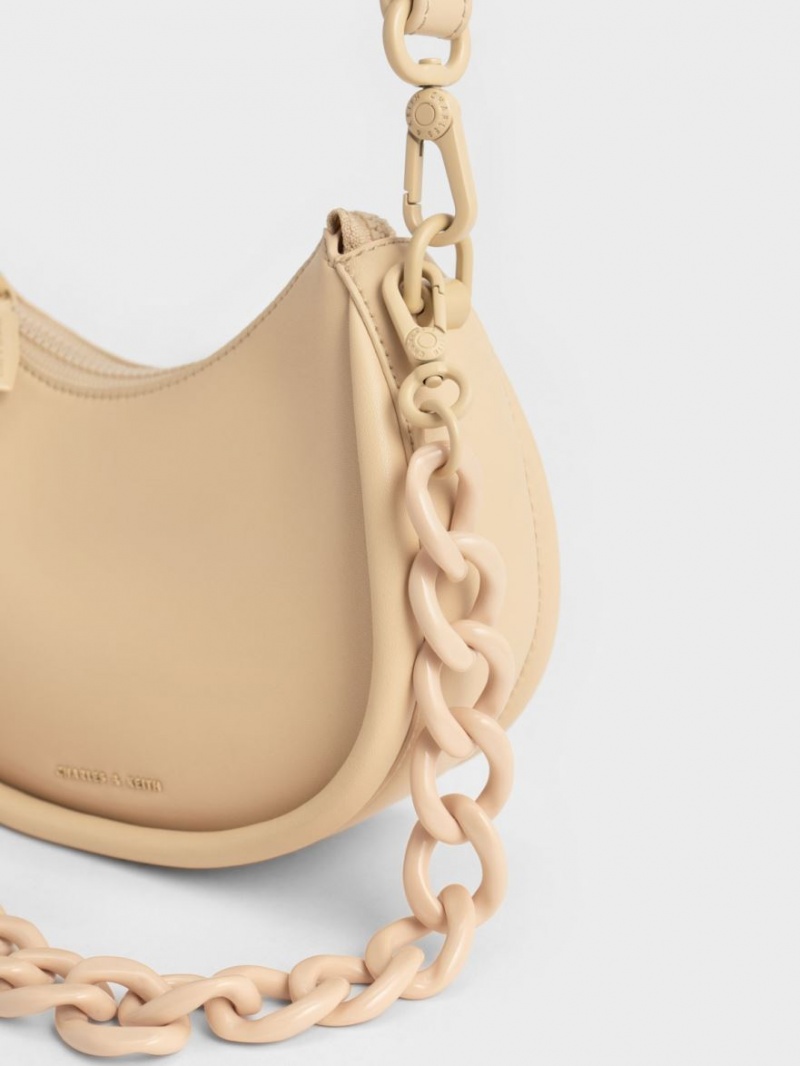 Geanta De Umar Charles & Keith Lana Curved Bej | 832FOVBEI