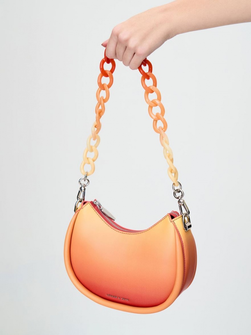 Geanta De Umar Charles & Keith Lana Curved Portocalii | 617ZWQNLO