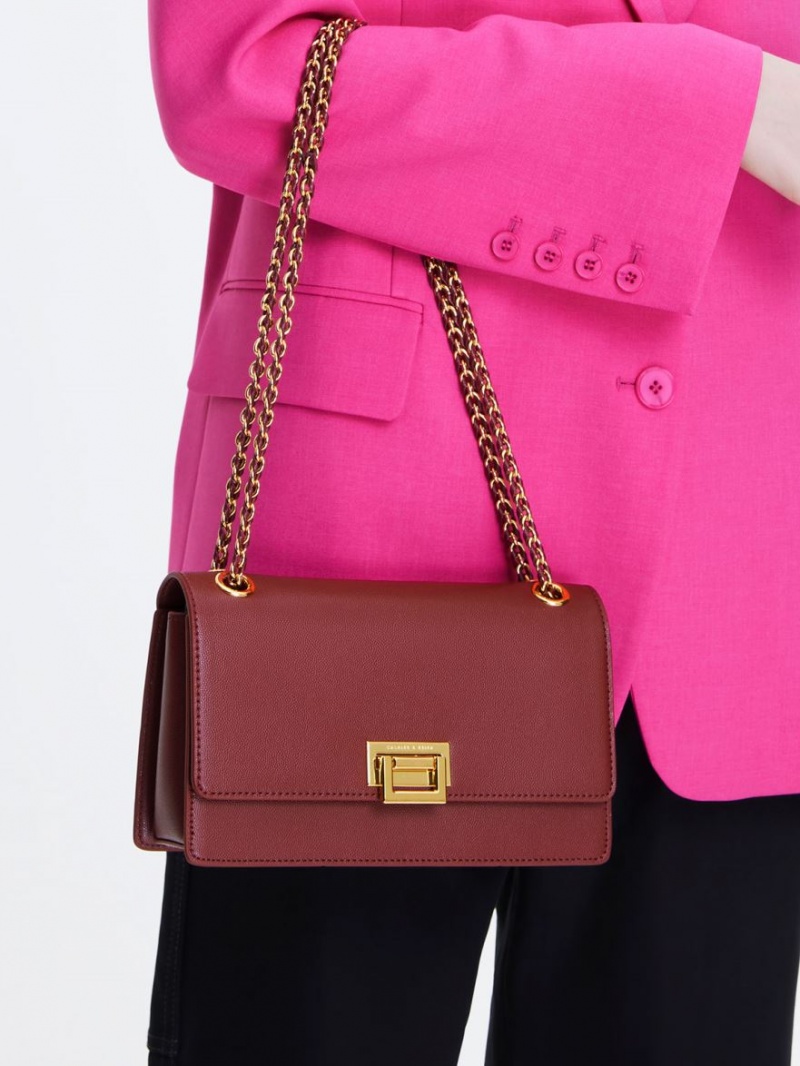 Geanta De Umar Charles & Keith Metallic Accent Front Flap Visinii | 592PDRBSA