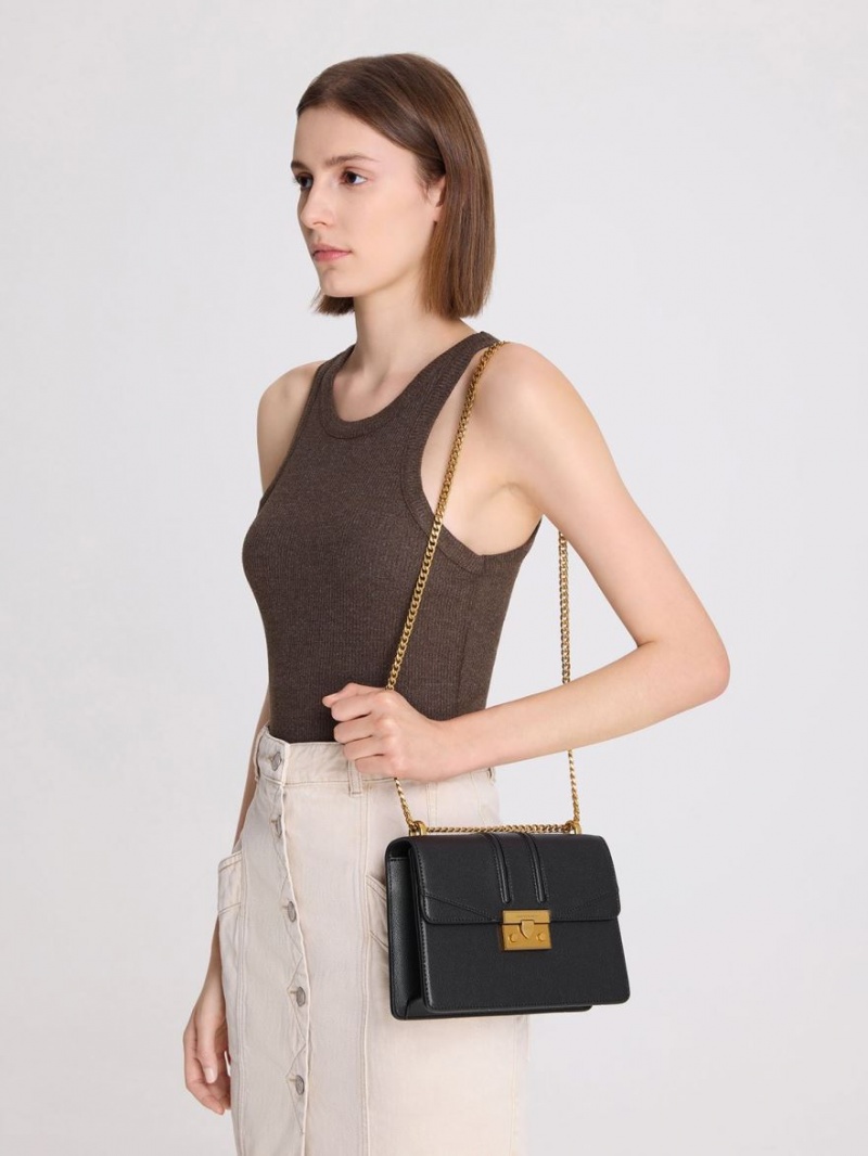 Geanta De Umar Charles & Keith Metallic Push-Lock Negrii | 134QDTJFW
