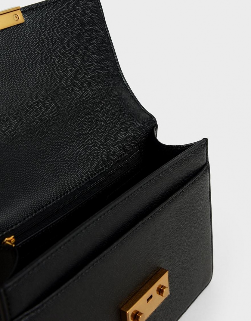 Geanta De Umar Charles & Keith Metallic Push-Lock Negrii | 134QDTJFW