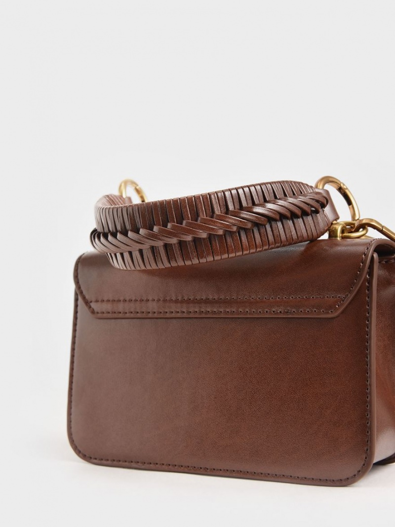 Geanta De Umar Charles & Keith Metallic Turn-Lock Ciocolata | 238SDHAIK