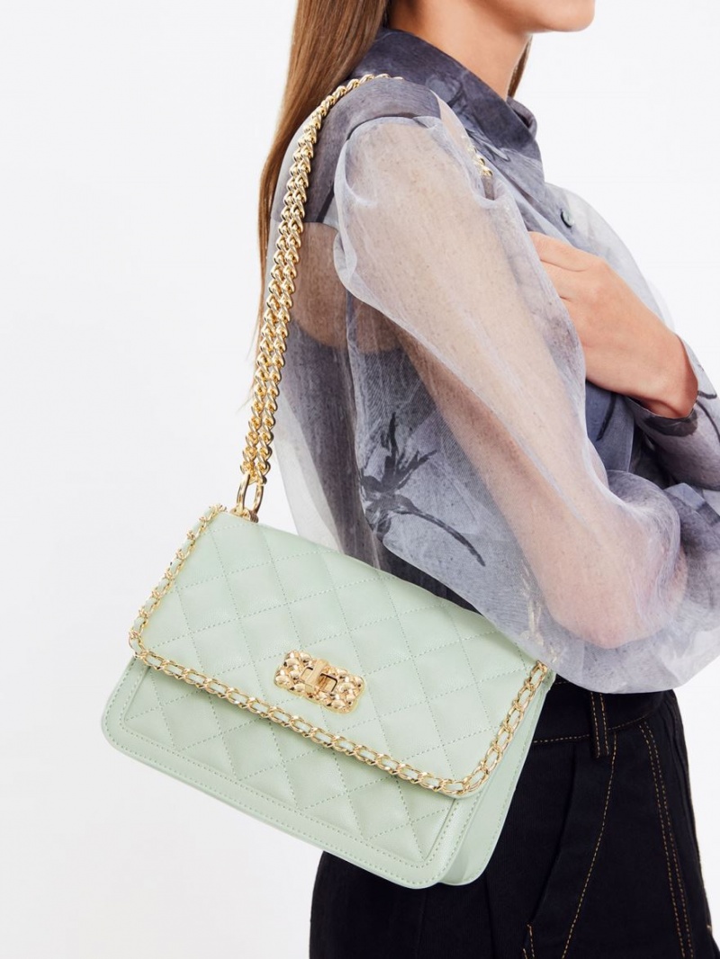 Geanta De Umar Charles & Keith Micaela Matlasat Braided Chain Verzi | 106CEPNHK