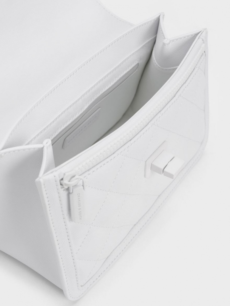 Geanta De Umar Charles & Keith Micaela Matlasat Chain Albi | 817FYLJSD