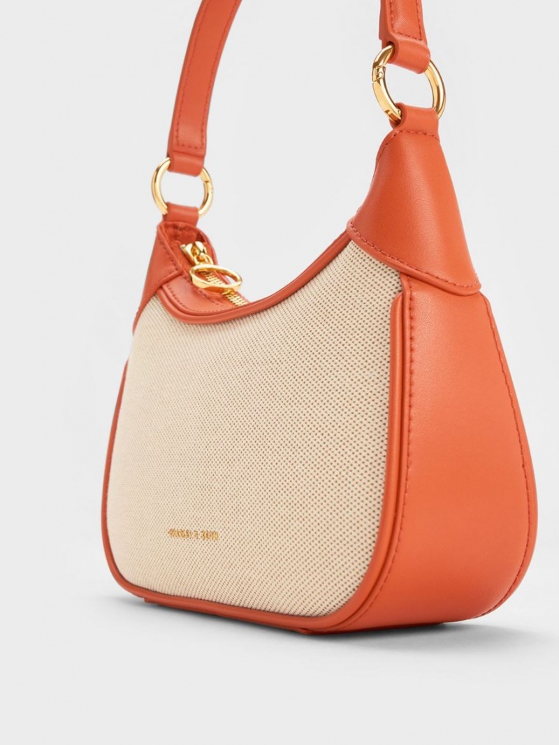 Geanta De Umar Charles & Keith Mini Alcott Scarf Handle Panza Portocalii | 248RNIGDZ