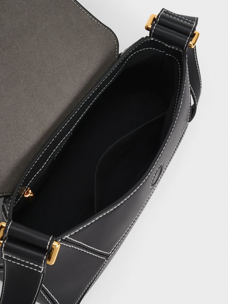 Geanta De Umar Charles & Keith Nasrin Geometric Negrii | 012JNXAPY