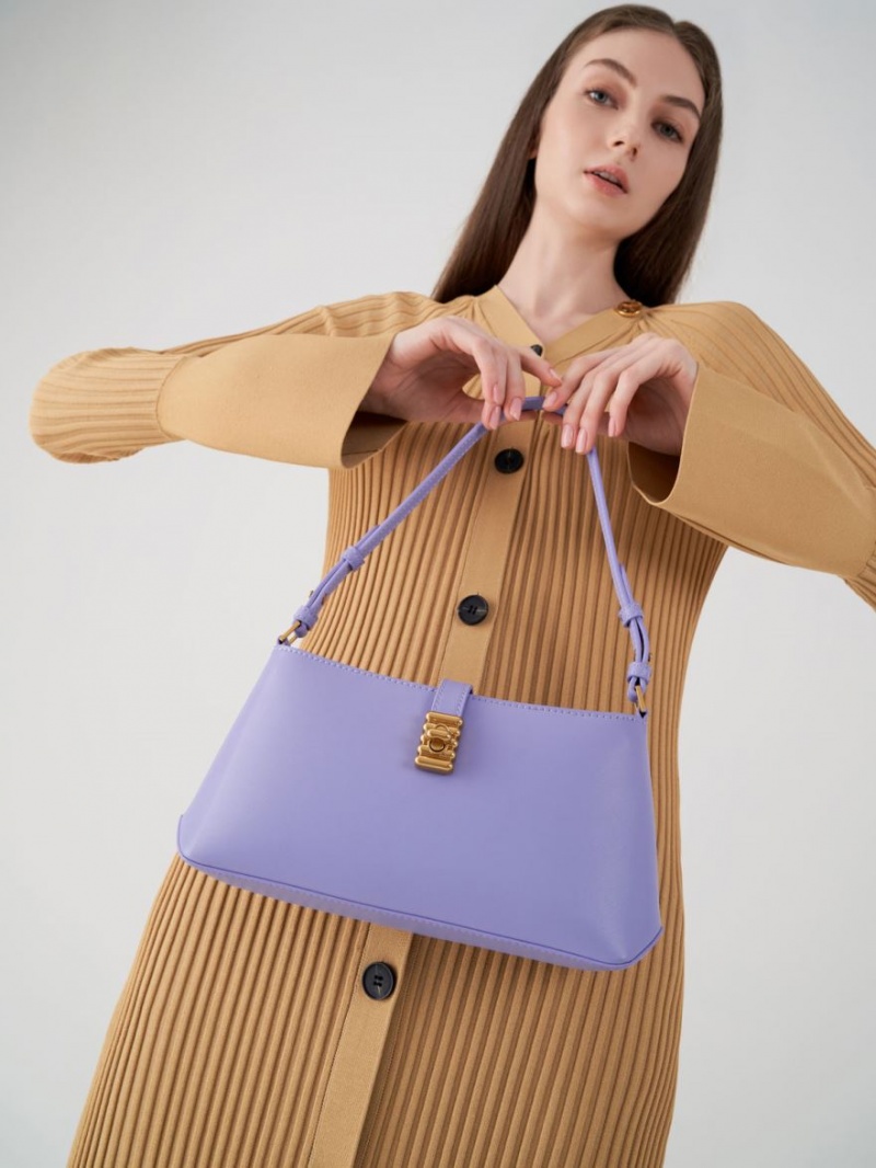 Geanta De Umar Charles & Keith Nova Chain-Handle Violet | 027EXONUV