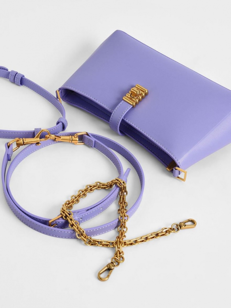 Geanta De Umar Charles & Keith Nova Chain-Handle Violet | 027EXONUV